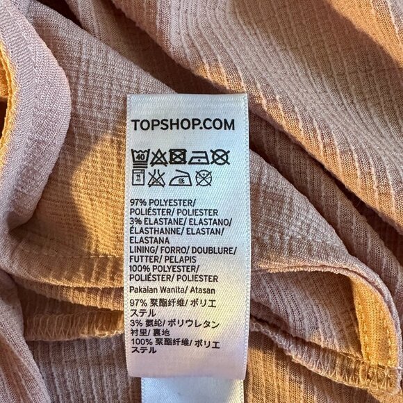 Women's 2 Topshop Wrap Front Tie Sleeve Blouse Blush Pink Textured Ties - Picture 10 of 10